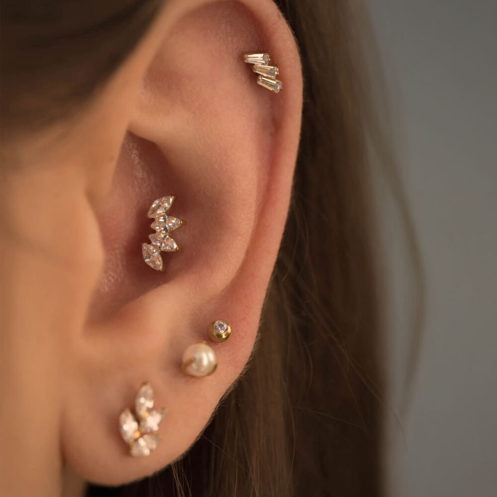 Złoty Labret  cluster Listki - obrazek 2