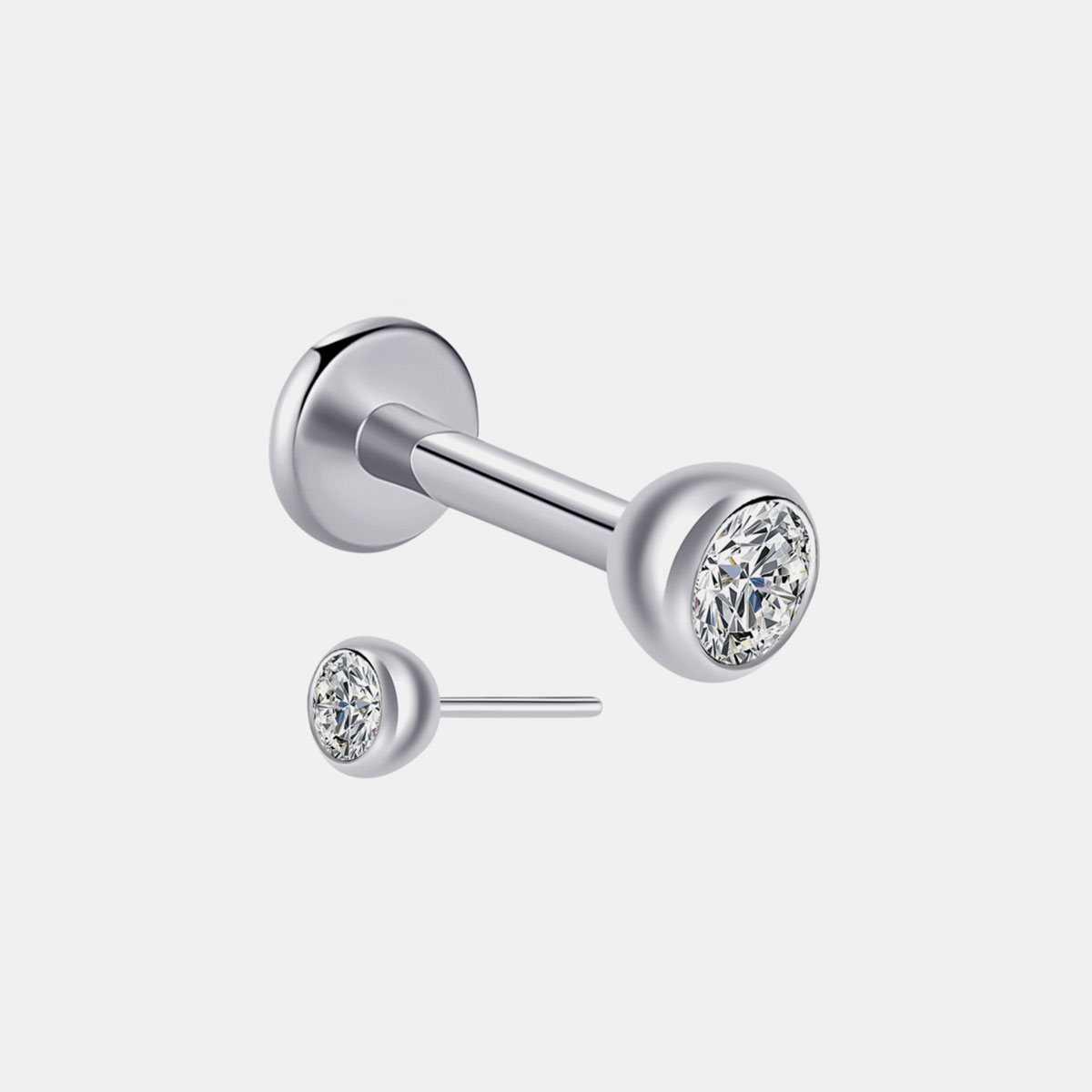 Klasyczny labret z cyrkonią push-in