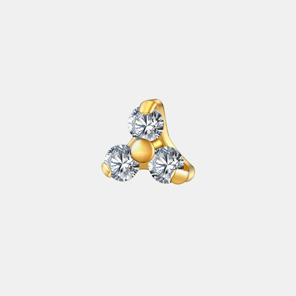 Labret z cyrkoniami trinity złoty