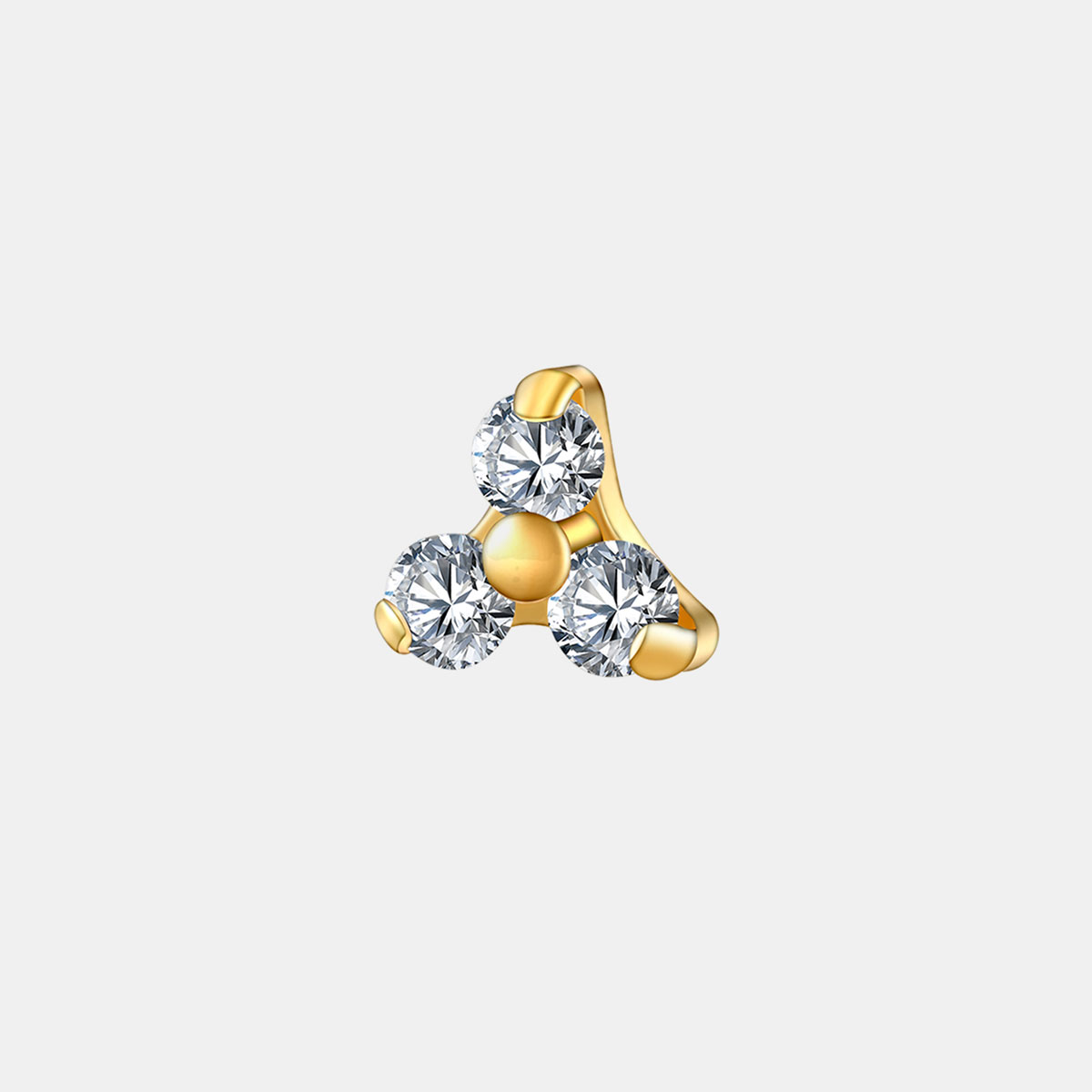 Labret z cyrkoniami trinity złoty