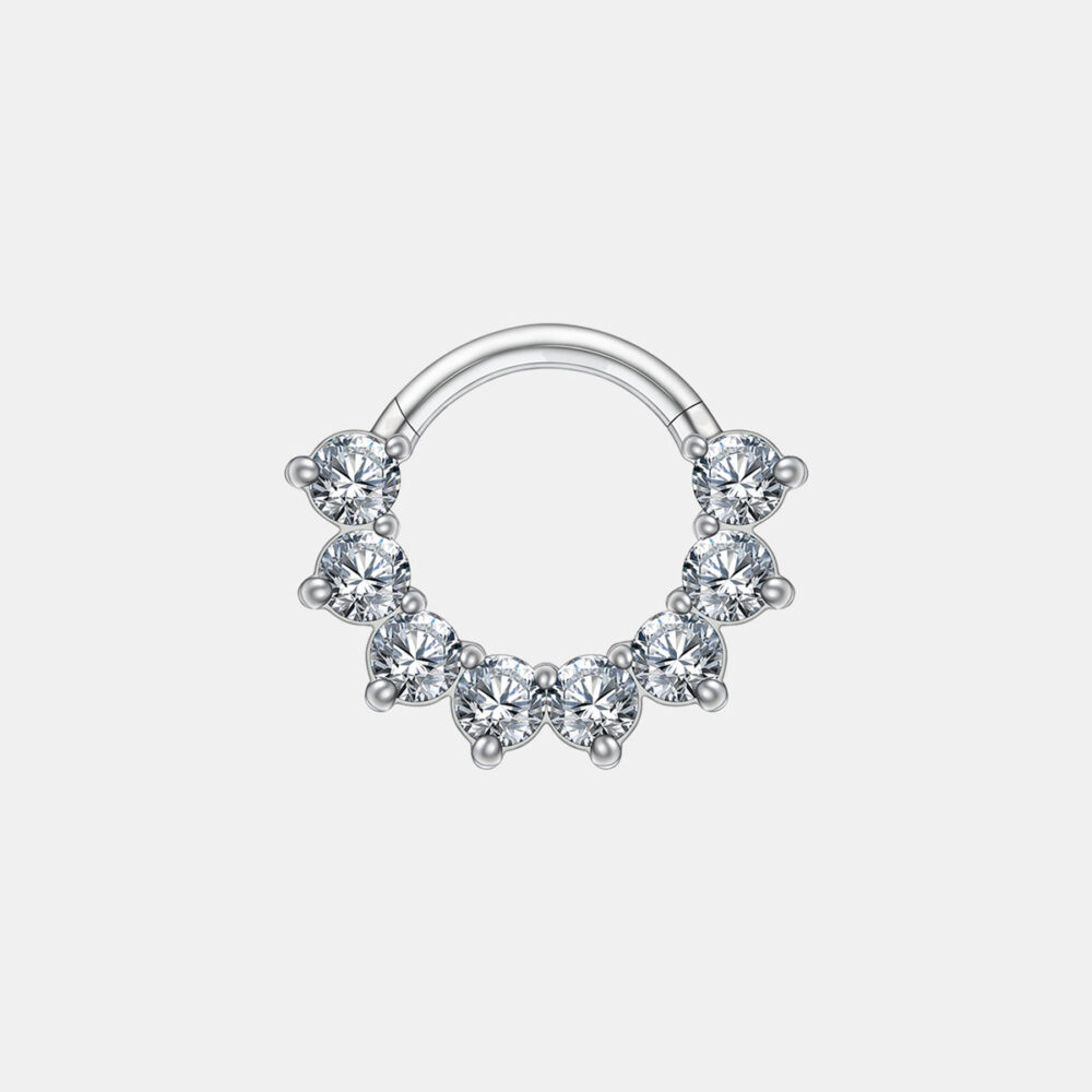 Tytanowy clicker z przezroczystymi kryształkami do daith lub septum – Body Blink
