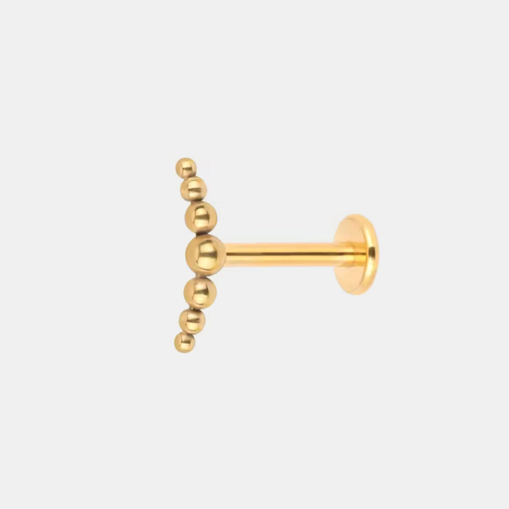 Kolczyk tytanowy złoty PVD cluster kuleczki do piercingu helix, conch, tragus, upper lobe – Body Blink
