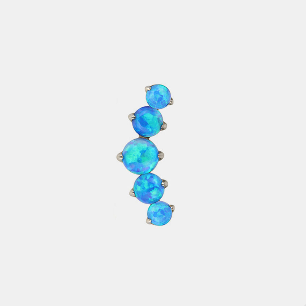 Kolczyk tytanowy srebrny z niebieskimi opalami cluster do piercingu helix, conch, tragus, upper lobe – Body Blink