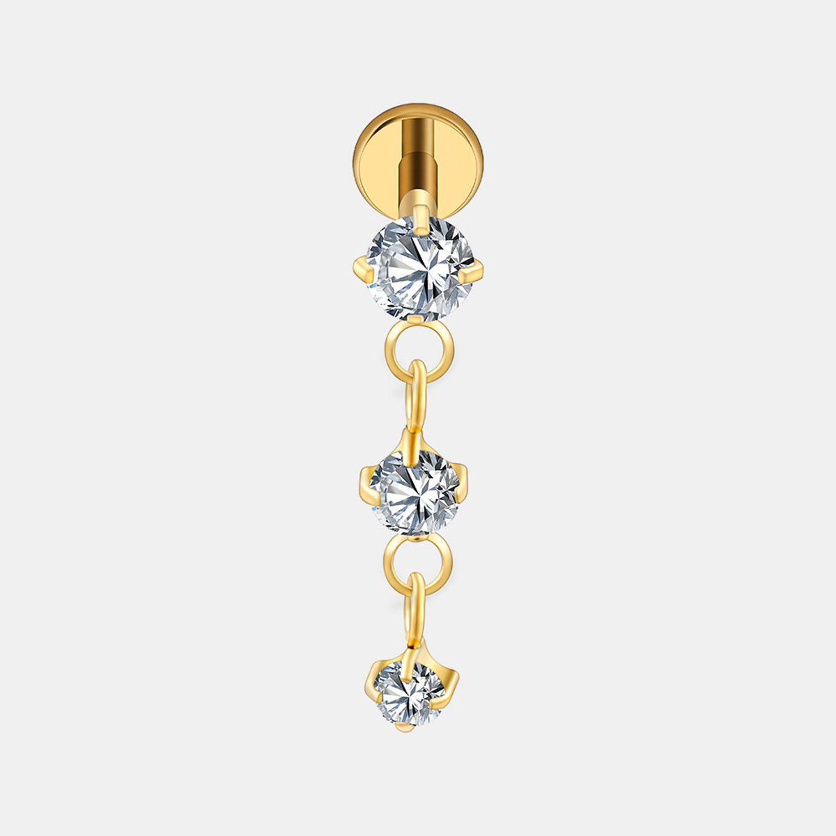 Labret tytanowy z gwintem wewnętrznym i zawieszką z cyrkoniami