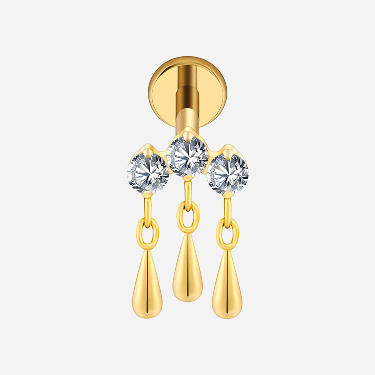 Kolczyk do piercingu dangle cluster z cyrkoniami tytan PVD