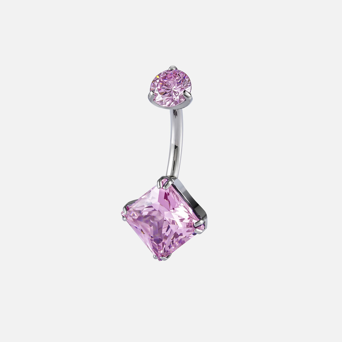 Kolczyk do pępka z różowymi cyrkoniami z tytanu medycznego
